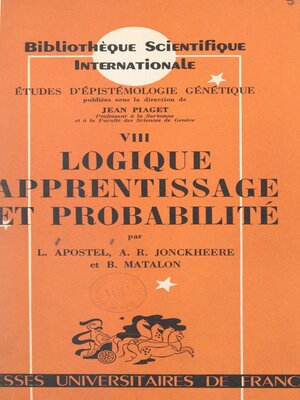 cover image of Logique, apprentissage et probabilité (8)
